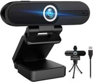 high-resolution 4k webcam with microphone, 8mp laptop pc desktop computer web camera - perfect for video calls, recording & streaming conferences - includes tripod and privacy shutter (black) logo