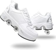 👟 invisible deformation roller skate: double-row deform wheel automatic walking shoes with removable pulley skates - perfect for skating, parkour, and more! logo