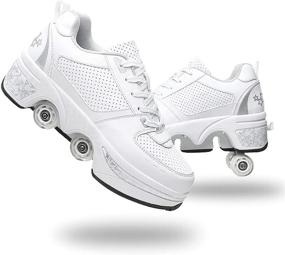 img 4 attached to 👟 Invisible Deformation Roller Skate: Double-Row Deform Wheel Automatic Walking Shoes with Removable Pulley Skates - Perfect for Skating, Parkour, and More!