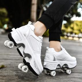 img 3 attached to 👟 Invisible Deformation Roller Skate: Double-Row Deform Wheel Automatic Walking Shoes with Removable Pulley Skates - Perfect for Skating, Parkour, and More!