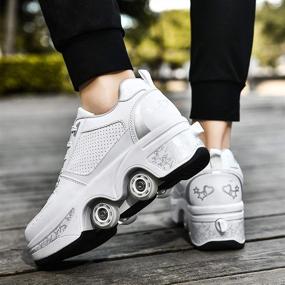 img 1 attached to 👟 Invisible Deformation Roller Skate: Double-Row Deform Wheel Automatic Walking Shoes with Removable Pulley Skates - Perfect for Skating, Parkour, and More!