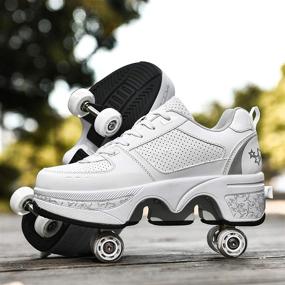 img 2 attached to 👟 Invisible Deformation Roller Skate: Double-Row Deform Wheel Automatic Walking Shoes with Removable Pulley Skates - Perfect for Skating, Parkour, and More!