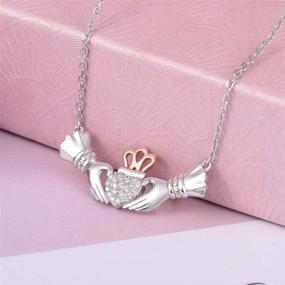 img 2 attached to MONBO Claddagh Necklace Sterling Crystal