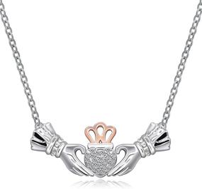 img 4 attached to MONBO Claddagh Necklace Sterling Crystal