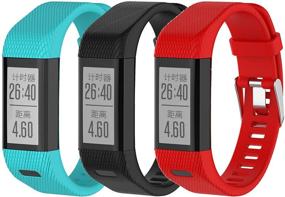 img 4 attached to 🌈 Silicone Wristbands Band Straps Bracelet - Compatible with Garmin Vivosmart HR+ | Men and Women | Replacement for Vivosmart HR Plus, Approach X10, X40 | Green Black Red