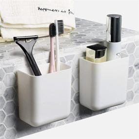 img 4 attached to 📦 Versatile Wall Mount Organizer: Bathroom & Kitchen Storage, Remote & Cell Phone Holder, Pen Holder - White (2 PCS)