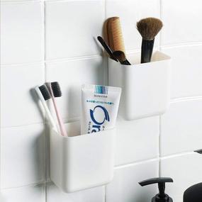 img 3 attached to 📦 Versatile Wall Mount Organizer: Bathroom & Kitchen Storage, Remote & Cell Phone Holder, Pen Holder - White (2 PCS)