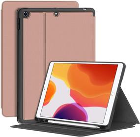 img 4 attached to 🌸 Supveco iPad 10.2 Case with Pencil Holder, iPad 9th Gen 2021/ iPad 8th Gen 2020/ iPad 7th Gen 2019, Premium Shockproof Stand Folio Case Smart iPad Cover (Rose Gold)