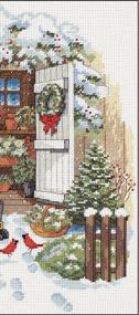 img 1 attached to 🌲 DIMENSIONS Garden Shed Snowman Counted Cross Stitch Kit on 14 Count White Aida, 12'' x 14''