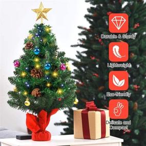 img 1 attached to 🎄 HAUSPROFI Mini Christmas Tree, 23"/60cm Prelit Tabletop Christmas Tree with Lights, Artificial Small Christmas Tree Featuring Ornamental Balls and Pine Cones