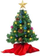 🎄 hausprofi mini christmas tree, 23"/60cm prelit tabletop christmas tree with lights, artificial small christmas tree featuring ornamental balls and pine cones логотип