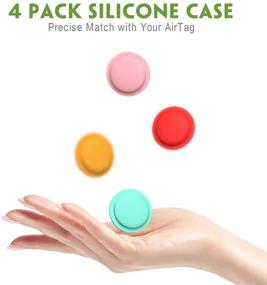 img 3 attached to 🔒 KINGWING AirTag Case 4 Pack: Silicone Protective Cover Compatible with AirTag (2021) - Anti Scratch, Shatterproof, Adhesive Design for AirTag Holder - Pink/Mint/Red/Yellow