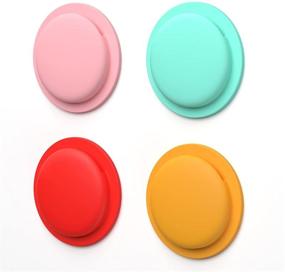 img 4 attached to 🔒 KINGWING AirTag Case 4 Pack: Silicone Protective Cover Compatible with AirTag (2021) - Anti Scratch, Shatterproof, Adhesive Design for AirTag Holder - Pink/Mint/Red/Yellow