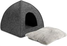 img 2 attached to 🐾 Hollypet Felt Pet Bed: Cozy Triangle Cat Tent Cave for Kittens and Small Dogs with Washable Cushion - Ideal Indoor and Outdoor Feline House Hut