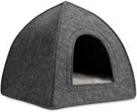 🐾 hollypet felt pet bed: cozy triangle cat tent cave for kittens and small dogs with washable cushion - ideal indoor and outdoor feline house hut logo