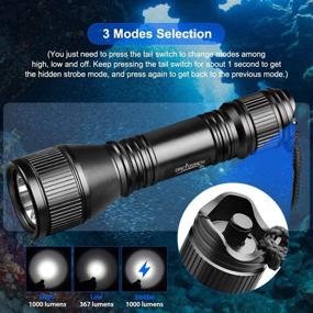 img 2 attached to 🔦 ORCATORCH D550 Scuba Dive Light, 1000 Lumens Waterproof Diving Flashlight, IPX-8 Night Dive Torch 150 Meters Submersible Light with 2Pcs 18650 Battery and Charger