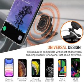 img 2 attached to 📱 Trianium Magnetic Dash Car Mount Holder for iPhone, Samsung, Huawei, Nokia, LG, Moto Smartphones - Stick-on Dashboard with Bendable Base, 3M Adhesive, and Metal Plate Included