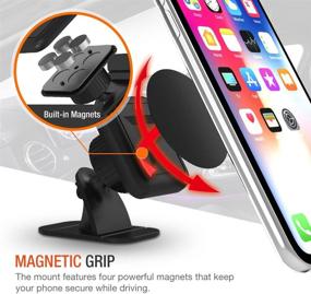 img 3 attached to 📱 Trianium Magnetic Dash Car Mount Holder for iPhone, Samsung, Huawei, Nokia, LG, Moto Smartphones - Stick-on Dashboard with Bendable Base, 3M Adhesive, and Metal Plate Included