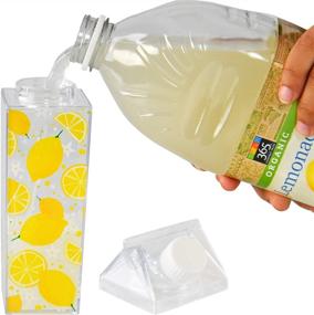 img 2 attached to HOME-X Lemon Design Milk Carton Water Bottle - Reusable Acrylic Bottle for Sports and Travel - 16 oz Capacity - Clear with Lemons Design - Twist-Off Top - Suitable for Hiking, Gym, and More!