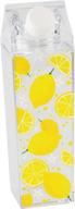 home-x lemon design milk carton water bottle - reusable acrylic bottle for sports and travel - 16 oz capacity - clear with lemons design - twist-off top - suitable for hiking, gym, and more! logo