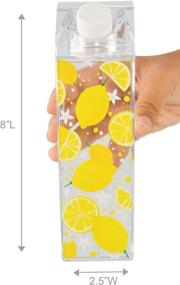 img 1 attached to HOME-X Lemon Design Milk Carton Water Bottle - Reusable Acrylic Bottle for Sports and Travel - 16 oz Capacity - Clear with Lemons Design - Twist-Off Top - Suitable for Hiking, Gym, and More!