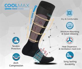 img 3 attached to COOLMAX Brand Compression Over the Calf Socks (3 Pairs) - Performance Cushion, 15-20 mmHg, for Men & Women