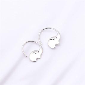 img 3 attached to Adorable HANFLY 925 Sterling Silver Elephant Earrings - Shop Animal Hoop Earrings Now!