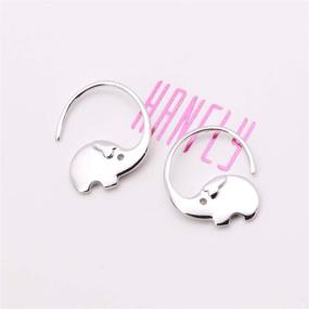 img 2 attached to Adorable HANFLY 925 Sterling Silver Elephant Earrings - Shop Animal Hoop Earrings Now!