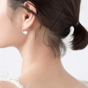 img 1 attached to Adorable HANFLY 925 Sterling Silver Elephant Earrings - Shop Animal Hoop Earrings Now!