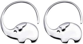 img 4 attached to Adorable HANFLY 925 Sterling Silver Elephant Earrings - Shop Animal Hoop Earrings Now!