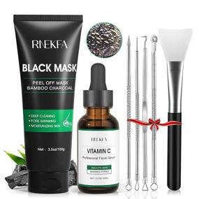 img 4 attached to 🧖 Ultimate Blackhead Remover Mask Kit: 4-in-1 Peel Off Charcoal Face Mask, Vitamin C Serum, Extractor Tools, Silicon Brush - Purifying & Deep Cleansing Mask for Men and Women (100g)