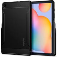 📱 spigen rugged armor galaxy tab s6 lite case (2020) - matte black with s pen holder logo