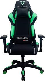 img 3 attached to 🪑 Игровое кресло Raynor Gaming Energy Pro Series - серия профессиональных эргономичных игровых кресел - технология Outlast, высокая спинка в стиле гоночных кресел, регулировка высоты, 4D подлокотники, сетчатый и искусственная кожа, с поддержкой поясницы, подушка для головы, зеленого цвета.