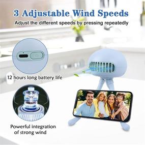 img 2 attached to 🌀 TeoswaTech Portable Fan Battery Operated: Compact Clip-On Personal Fan with USB Recharge, 3 Speeds, and Bladeless Design - Ideal for Baby Strollers, Cars, Beds, and Outdoor Use (Light-Blue)