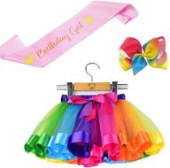 🌈 bgfks little girls tutu outfit - layered ballet tulle rainbow tutu skirt set with hairbow and birthday sash logo