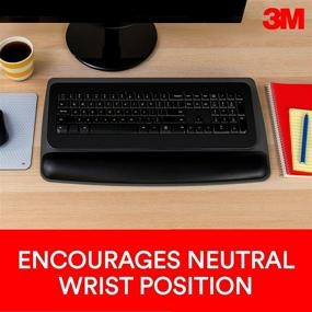 img 3 attached to 🖥️ 3M Gel Wrist Rest for Keyboards - Tilt-Adjustable Platform, Soothing Gel, Easy-to-Clean Leatherette Cover - Antimicrobial Protection - Black (WR420LE) - 19.6" x 10.6