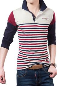 img 3 attached to Sandbank Striped Contrast Sleeve Cotton Men's Clothing