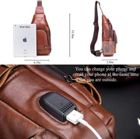 img 1 attached to BULLCAPTAIN Genuine Leather Charging Crossbody Backpack