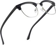 👓 men's and women's blue light glasses - computer gaming/tv/phone blue light blocking glasses to prevent eye strain - semi rimless anti blue light blocker eyewear in black and silver logo