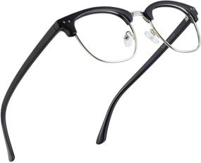 img 4 attached to 👓 Men's and Women's Blue Light Glasses - Computer Gaming/TV/Phone Blue Light Blocking Glasses to Prevent Eye Strain - Semi Rimless Anti Blue Light Blocker Eyewear in Black and Silver