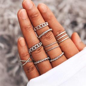 img 3 attached to 8-Piece Simple Knuckle Midi Ring Set Vintage Plated Gold/Silver for Women/Girl – Finger Stackable Rings Set Jewelry Gifts (Silver)
