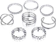8-предметный набор простых кольцев для среднего пальца vintage покрытый золотом / серебром для женщин / девочек - набор современных кольцев для надфила украшение подарки (серебро) логотип