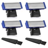 set of 4 replacement cutter heads for rechargeable shaver solo trimmer micro and touches - includes 2 bonus clean brushes logo