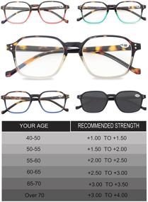 img 2 attached to Stylish 5-Pack Reading Glasses for Women and Men - 3.5 Strength Including Sunglasses Reader with Spring Hinge in Assorted Colors