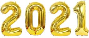 img 4 attached to 2021 Gold FRUTA 16-inch Number Foil Balloons - Ideal for New Year's Eve Party Supplies, Festival, Anniversary, Graduation Decorations, Home & Office Décor