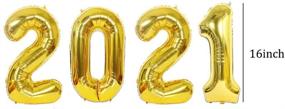 img 3 attached to 2021 Gold FRUTA 16-inch Number Foil Balloons - Ideal for New Year's Eve Party Supplies, Festival, Anniversary, Graduation Decorations, Home & Office Décor