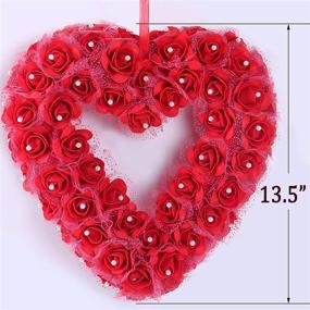 img 2 attached to Exquisite Heart Shaped Wreath: Elegant Rose Artificial Garland Door 🌹 Wreath for Home Wedding Valentine's Day Decoration - Red, 14 inches