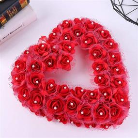 img 1 attached to Exquisite Heart Shaped Wreath: Elegant Rose Artificial Garland Door 🌹 Wreath for Home Wedding Valentine's Day Decoration - Red, 14 inches