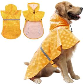 img 4 attached to YellowDot XL SUNFURA Dog Raincoat: Waterproof, Lightweight Hooded Jacket with Reflective Strip for Small Medium Large Dogs