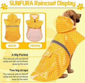 img 3 attached to YellowDot XL SUNFURA Dog Raincoat: Waterproof, Lightweight Hooded Jacket with Reflective Strip for Small Medium Large Dogs